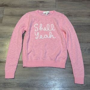 Lilly Pulitzer Pink SHELL YEAH beachy cotton blend sweater size XS - FLAWED